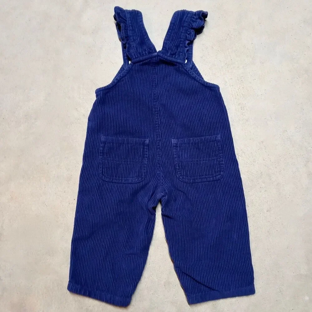 Carhartt Girls Purple Corduroy Ruffled Shoulder Bib Overalls Size 18 M Toddler